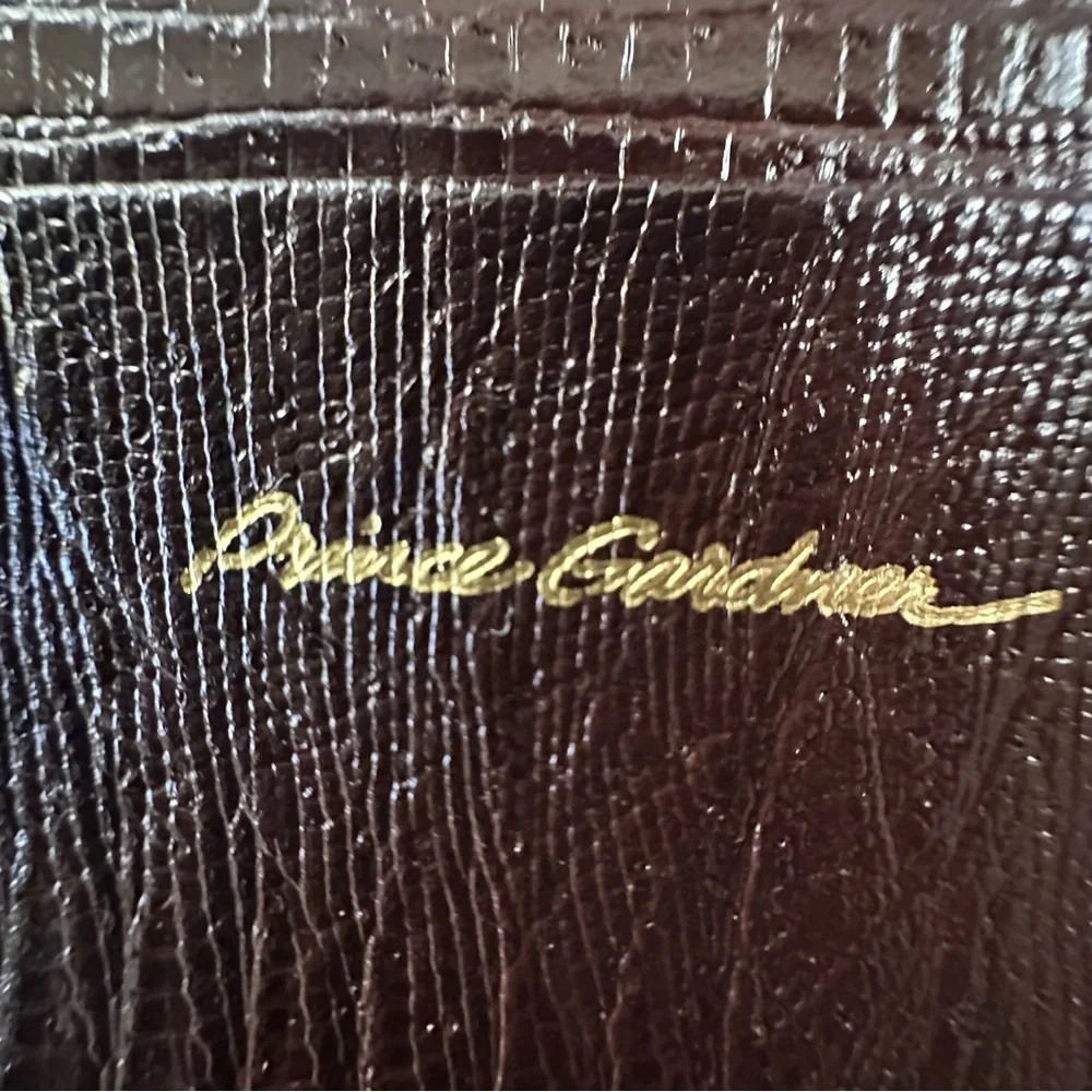 Prince Gardner Brown Embossed Leather Bi-Fold Wallet | ID Window | Vintage